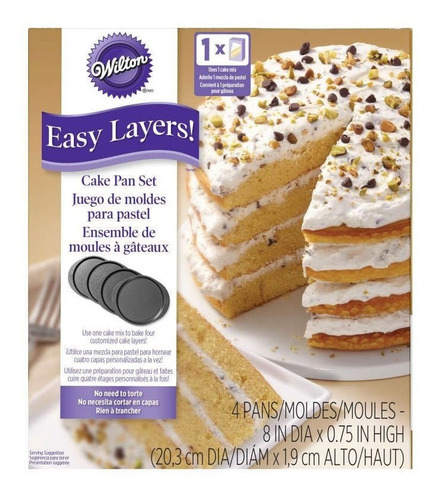 Imagen 1 de 8 de Molde Torta Redonda 20 Cm Easy Layers X 4 Wilton Titanweb