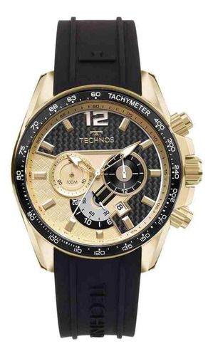 Relógio Dourado Masculino Technos Carbon Js25bbm/2p