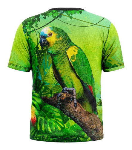 Camiseta 3d Papagaio Animais Desenho Florido Camisa Blusa 01