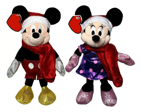 Kit Bonecos Pelúcia P Casal Natal Disney : Minnie + Mickey