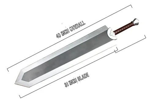 Blazing Steel Fantasy Foam Dragon Slayer Berserk Guts Sword