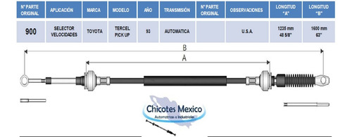 Chicote Para Toyota Pick Up Automático 1993