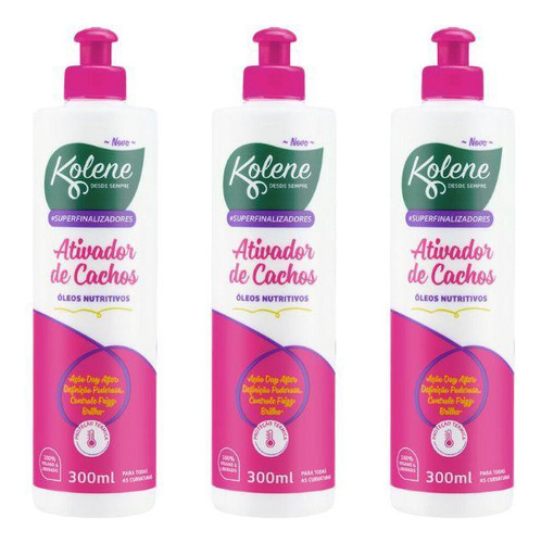 Ativador De Cachos Kolene Oleos Nutritivo 300ml - Kit 3un