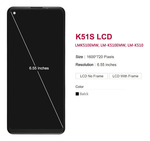 Pantalla Lcd Táctil+marco Para LG K51s K510