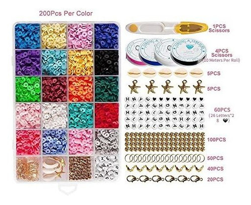Cuentas Arcilla Planas Abecedario Para Joyas 4800pc 20 Color