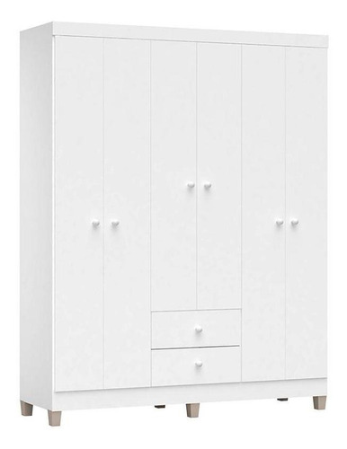 Imagem 3 de 4 de Cômoda E Guarda Roupa 6 Portas Ternura Baby Branco Brilho