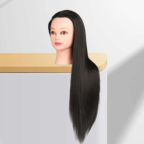 2 Cabezotes Maniquí Cabello 70% Natural Black With Makeup