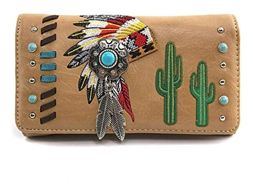 Cartera Con Tapa Para Tocado Plumas Piedra Turquesa