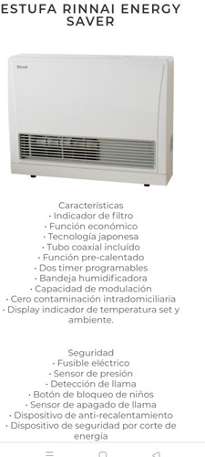 Estufa Energy Saver Gas Natural (rinnai)