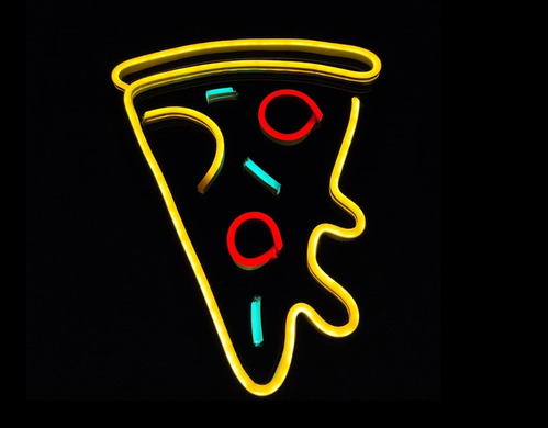 1 Letrero Led Neon Pizza  Para Negocio Base Acrilico 30cm