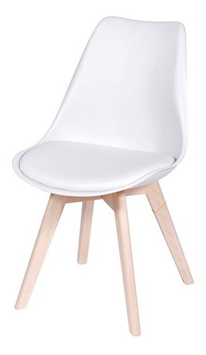 Kit X 2 Silla Tipo Eames Blanca Con Asiento Acolchado