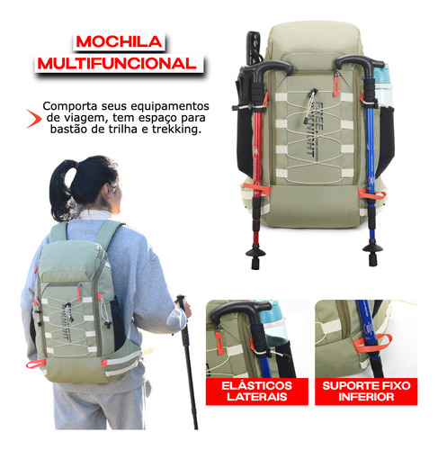Mochila Para Trilha Mochilão Viagem Camping 30l Capa Chuva Cor Preto Desenho do tecido Liso