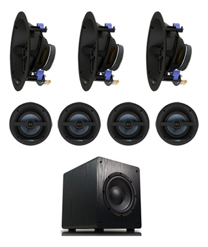 Kit Caixas De Som Embutir Com Subwoofer 8 7.1 Waveone