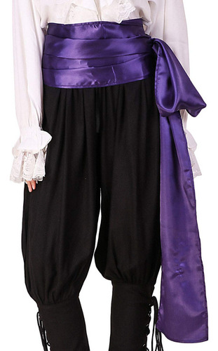 C1496-purple Purple (satin Fabric) Thepiratedressing Pirata Medieval Renacimiento Halloween Cosplay Disfraz Satén Grande Faja (púrpura) 144 Inch X 