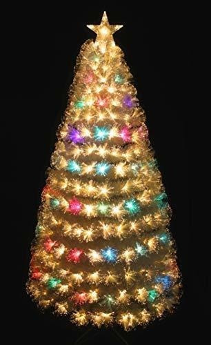 Árbol De Navidad Blanco De Fibra Óptica Con Led