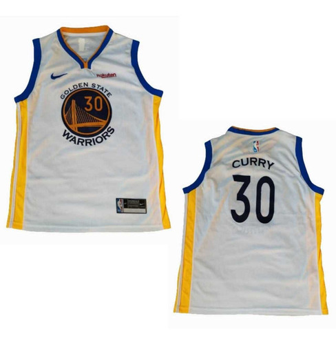 Camiseta Blanca De Los Golden State Warriors Stephen Curry. 