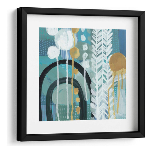 Cuadro Enmarcado Negro Con Marialuisa Ocean Garden Ii 50x50