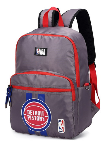 Mochila Deportiva Nba Detroit Pistons Basket Bolsillos New