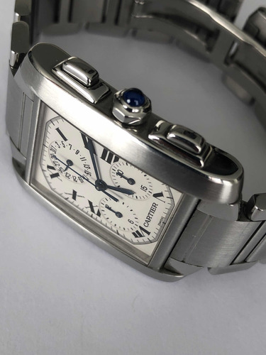 Reloj Cartier Tank Americaine Chronoflex Cartier Plateado Blanco (Usado)