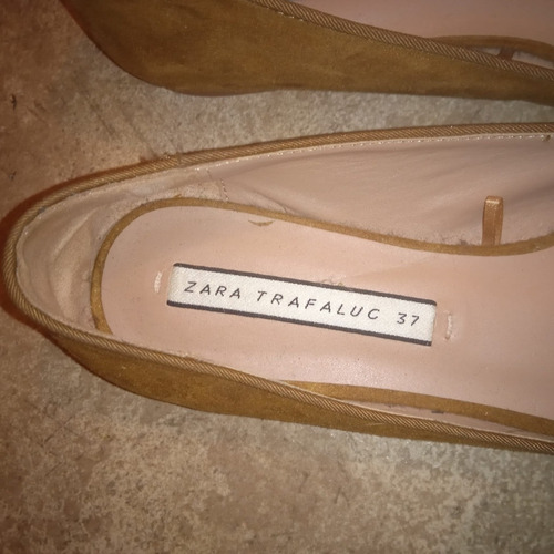 Imagen 3 de 5 de Chatitas Zara 37,mocasines Cuero Gamuza Marrón Nuevos