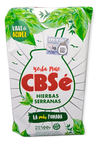 Paquete Yerba Cbse Hierbas Serranas 500 Gr