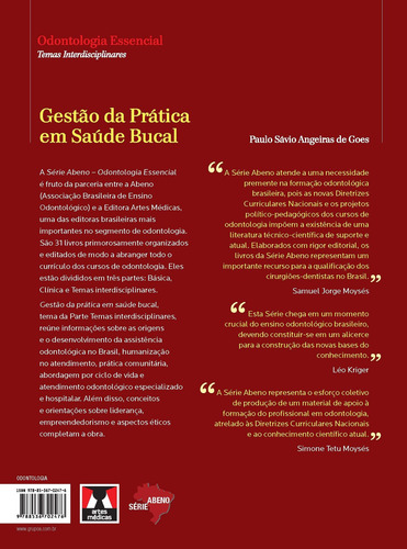 Gestão da Prática em Saúde Bucal, de Goes, Paulo Sávio Angeiras de. Abeno Editorial Editora Artes MÉDicas Ltda., capa mole em português, 2014