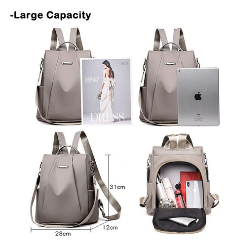 I Mochila Oxford Impermeable Para Mujer, Antirrobo C