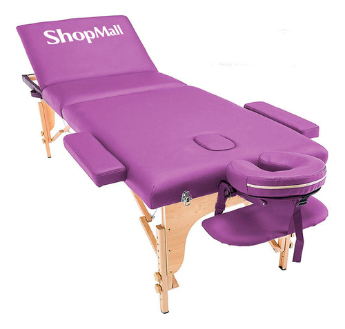 Camilla portátil para masajes de madera color morado ShopMall CM001 