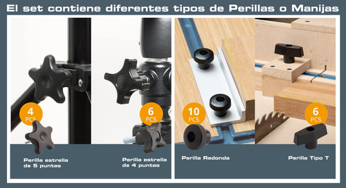 Set Manijas Y Pernos Fijación T Tracks 128pz Mesas D Trabajo