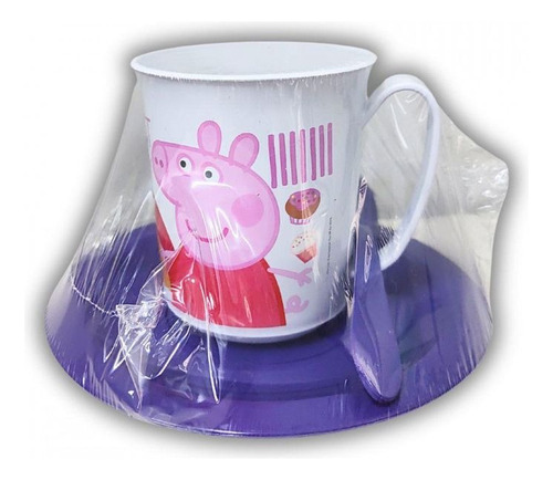 Set Taza + Plato + Cuchara Disney Plastica Lic. Original