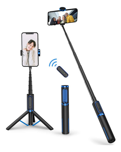 Palo De Selfie Con Tripode 3 En 1 Atumtek Azul , Bluetooth
