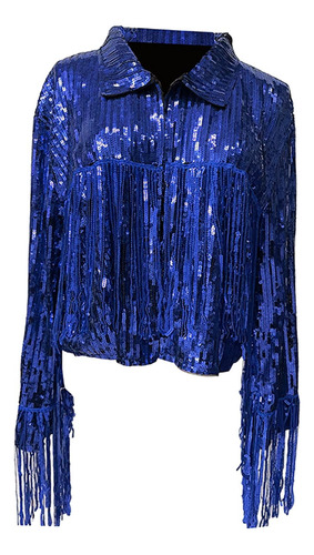 2 Chaqueta De Lentejuelas Para Mujer, Abrigo De Solapa, Azul