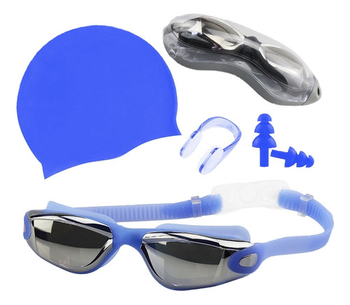 Gafas Y Gorras De Natación Impermeables Y Antivaho Unisex Color Azul