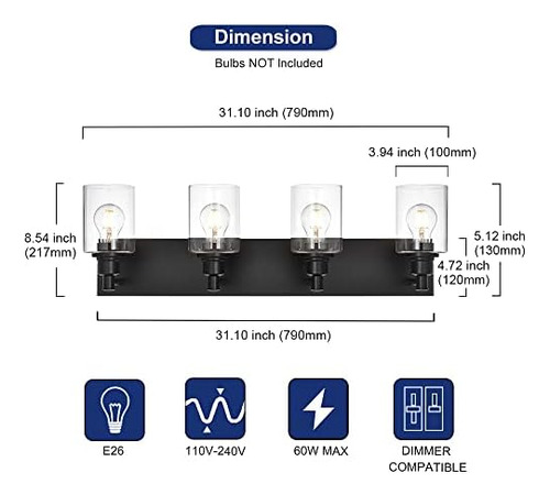 Todoluz Lámparas De Tocador De Baño De 4 Luces, Iluminación