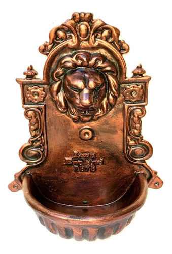 Aguamanil Fuente De Agua - Cabeza León, Grande, Fundición... Patina Cobre