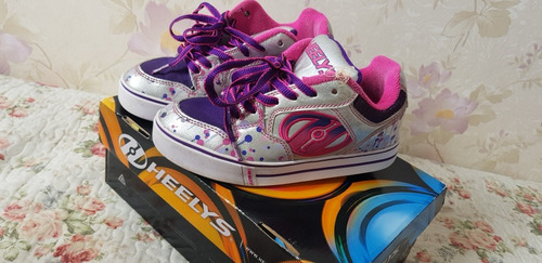 Tênis De Rodinhas Heelys 33 Prata E Lilás