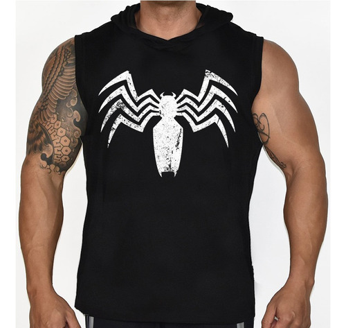 Camiseta Regata Machão Com Capuz Venom  Academia 