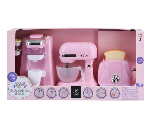 Set Juguetes De Cocina Cafetera Tostadora Batidora Rosa / J