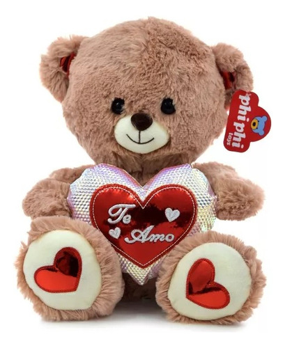 Peluche Oso Con Corazon Brilloso Te Amo 32cm - Phi Phi Toys