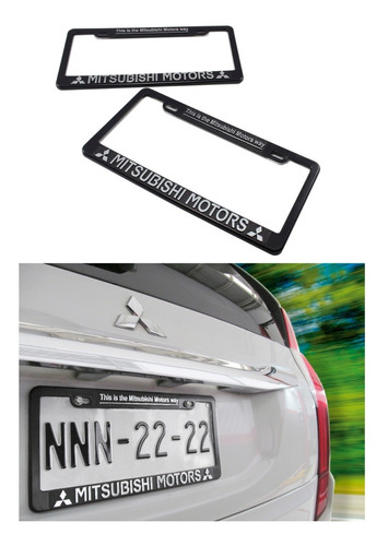 Mitsubishi Par Porta Placas Alta Calidad Y Diseño 31x16 Crom