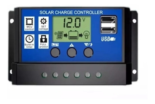 Controlador Solar Carga Pwm Lcd 30a Usb Regulador Automático