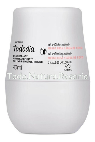 Desodorante Natura Todo Dia roll on mango rosa  agua de coco 70mL