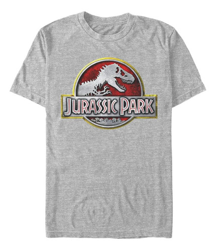 Jurassic Park Chrome Logo Tall Mens Tops Camiseta De Manga C