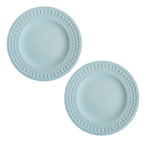 X 2 Platos Postre Cerámica, Azteca 20 Cm Celeste, 13834 Celeste