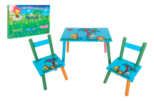 Mesa Y Sillas Infantil En Madera Con Diseño