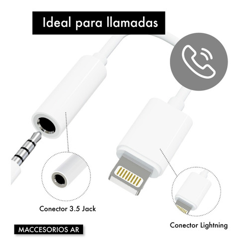 Imagen 8 de 10 de Adaptador Auricular - Compatible iPhone Lightning 3.5mm Jack