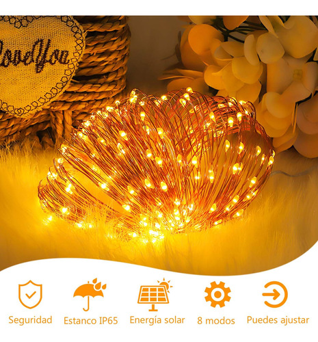 Guirnalda De Luces Led Solares De 20m 200led, Luces De