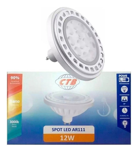 2x Lâmpada Led Ar111 12w 2700k 6500k Gu10 Bivolt Luz Fria