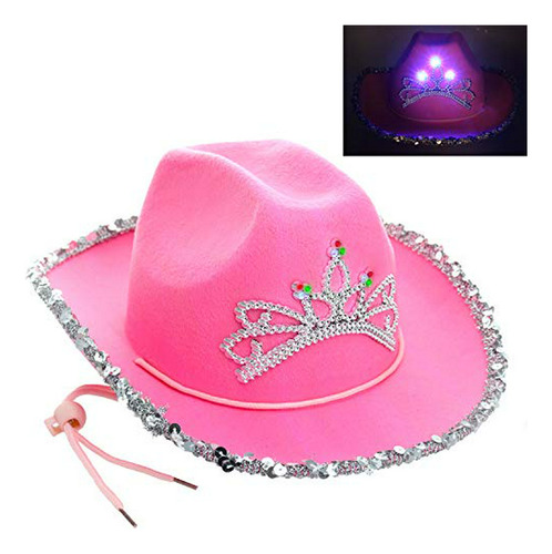 Sombrero Giftexpress Niño Led Parpadeante Pink Tiara Vaquero