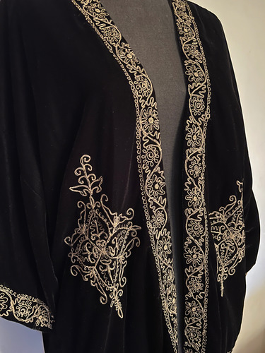Saco Zara Terciopelo Bordado Boho India Flecos Importado Negro S (Usado)